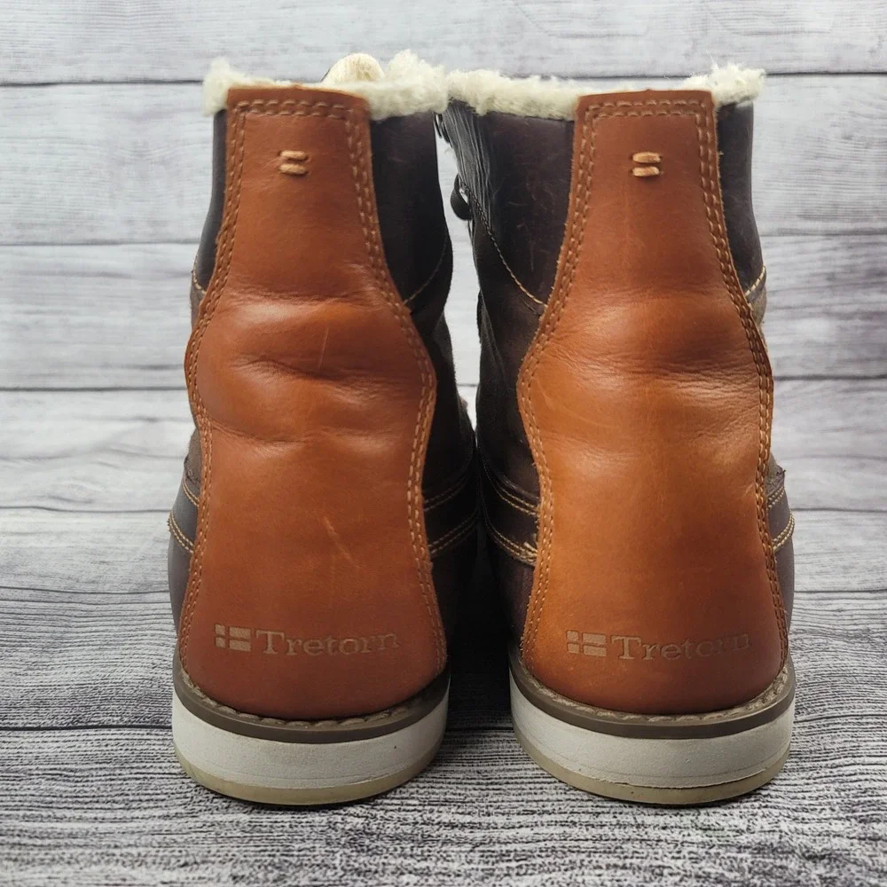 Tretorn Gore-Tex Brown Leather Faux Fur Lined Vibram Winter Boots Mens 11.5
